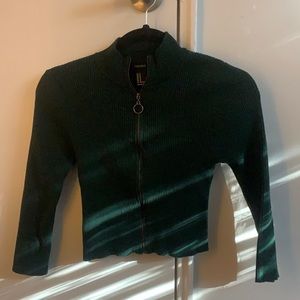 Forever 21 forrest green cropped zip-up